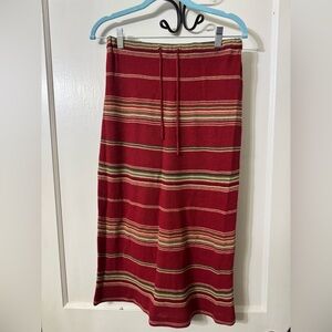 Ralph Lauren Striped Red Midi Skirt
